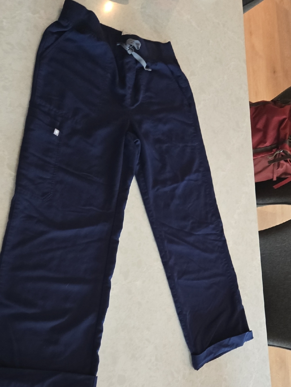Figs High Waisted IsabellaWide Leg Scrub Pants in Navy Blue